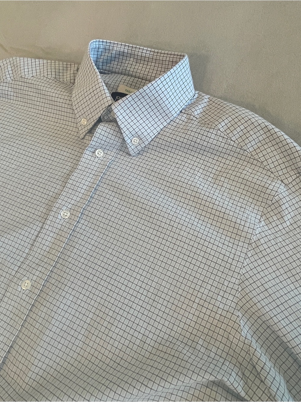 Jos. A. Bank Light Blue and White Windowpane Button-Down Shirt